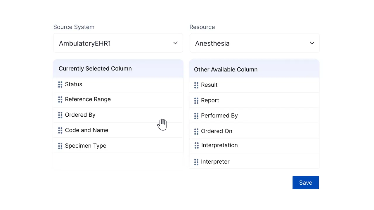 Animation of an administrator reordering clinical fields in Muspell
