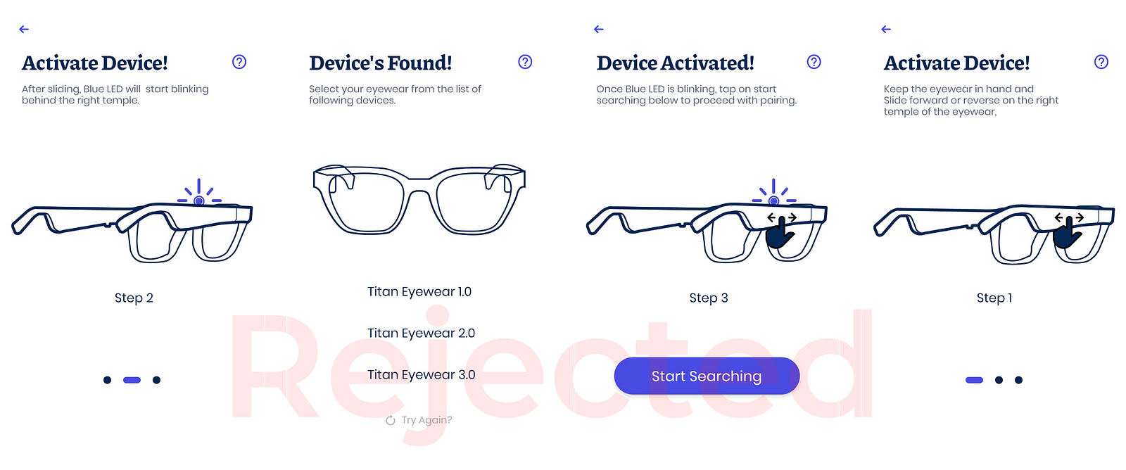 Rejected illustrated onboarding screens