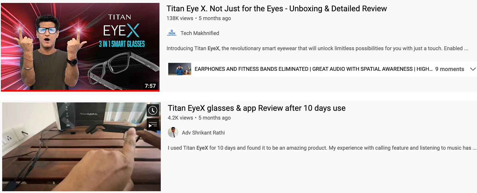 Published product reviews of Titan EyeX after launch