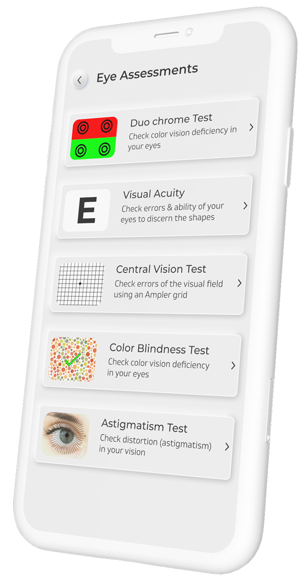 EyeX library of five self-guided eye assessments